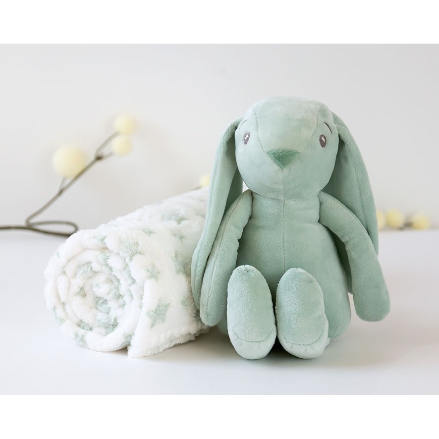 CONEJO DE PELUCHE CON MANTITA DE ESTRELLAS 100X100CM 6045 VERDE KIOKIDS