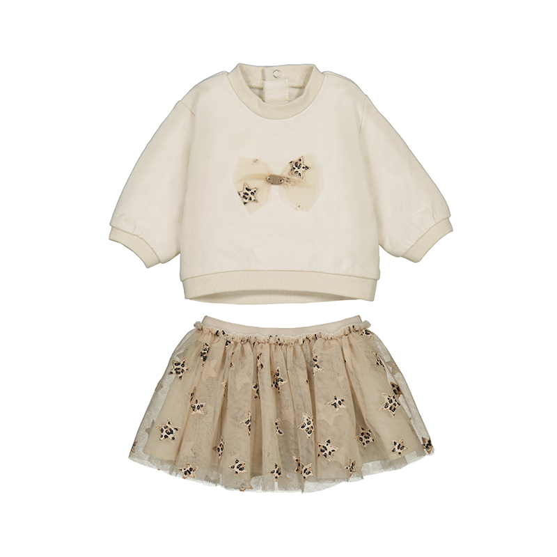 BEBÉ NIÑA 0 a 4 años. MAYORAL. CONJUNTO FALDA TUL Y SUDADERA 15-02834-058 color CERÁMICA