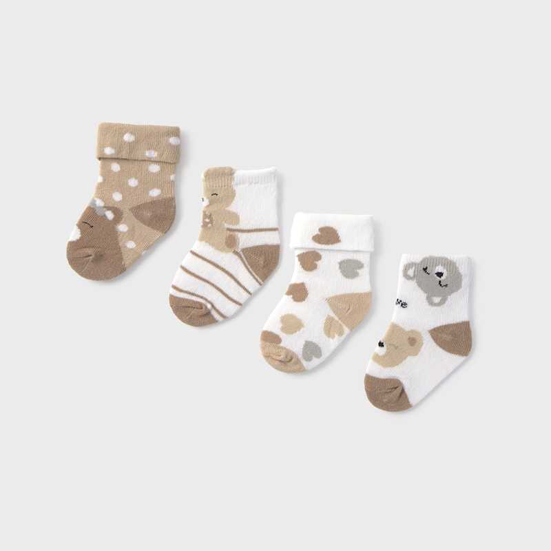 NEWBORN NIÑA 0 a 18 meses SET 4 CALCETINES 25-09867-068 color GALLETA MAYORAL