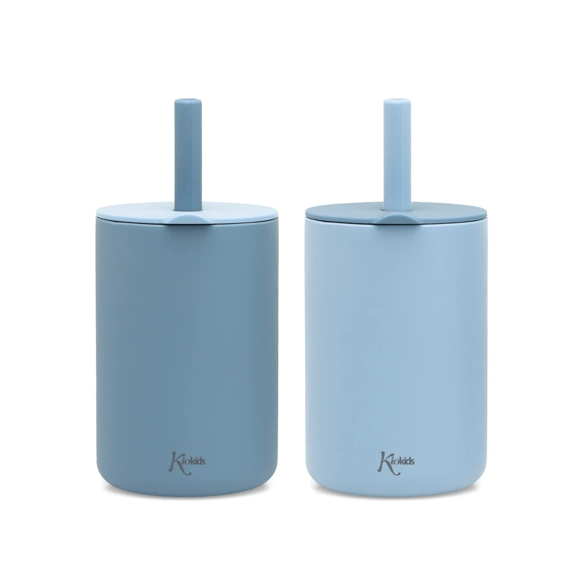 KIOKIDS 3509. 2 VASOS EN SILICONA AZUL CON PAJITA