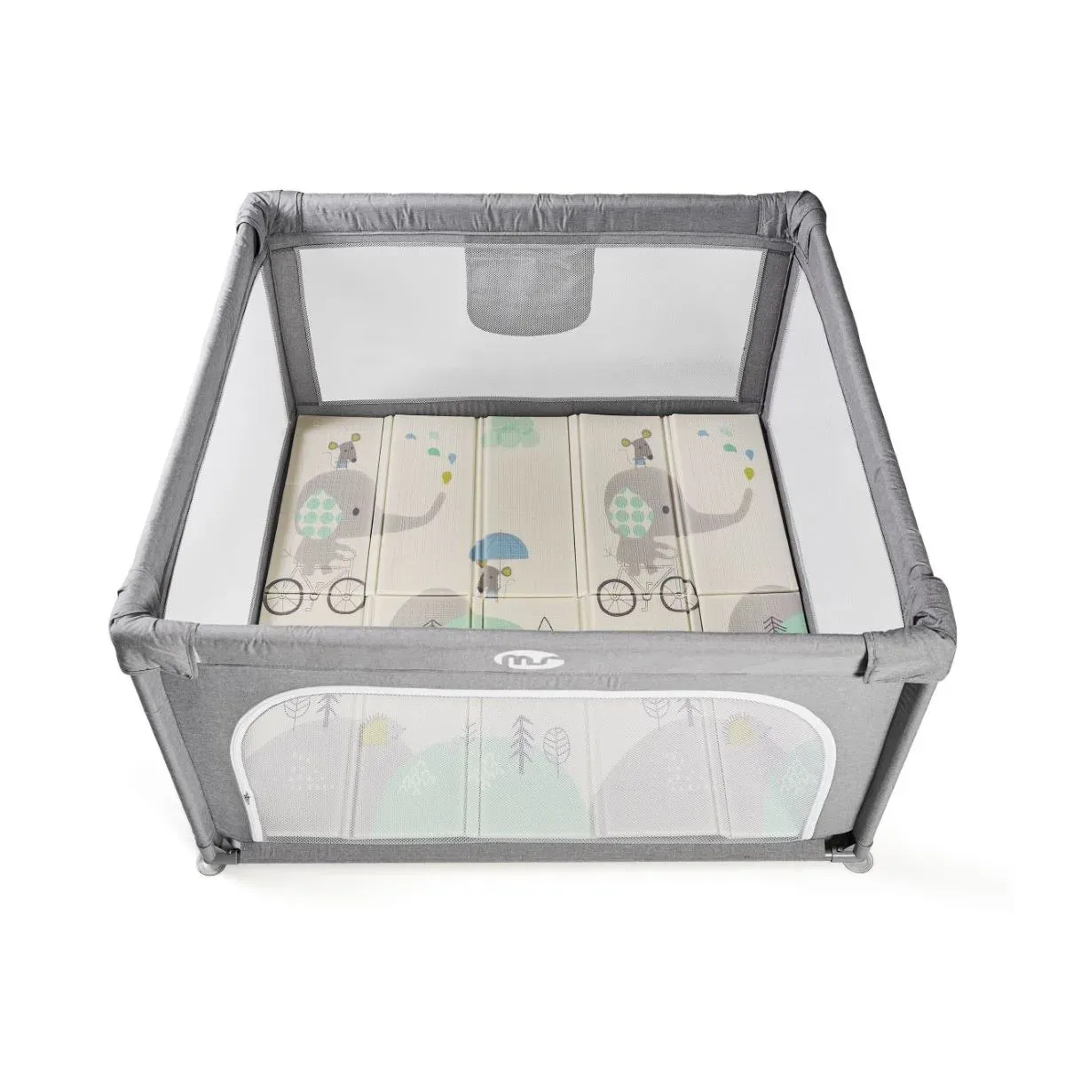 PARQUE DE JUEGOS PARA BEBÉ TAMAÑO L + ALFOMBRA ELEFANTE 930103a GRIS INNOVACIONES MS