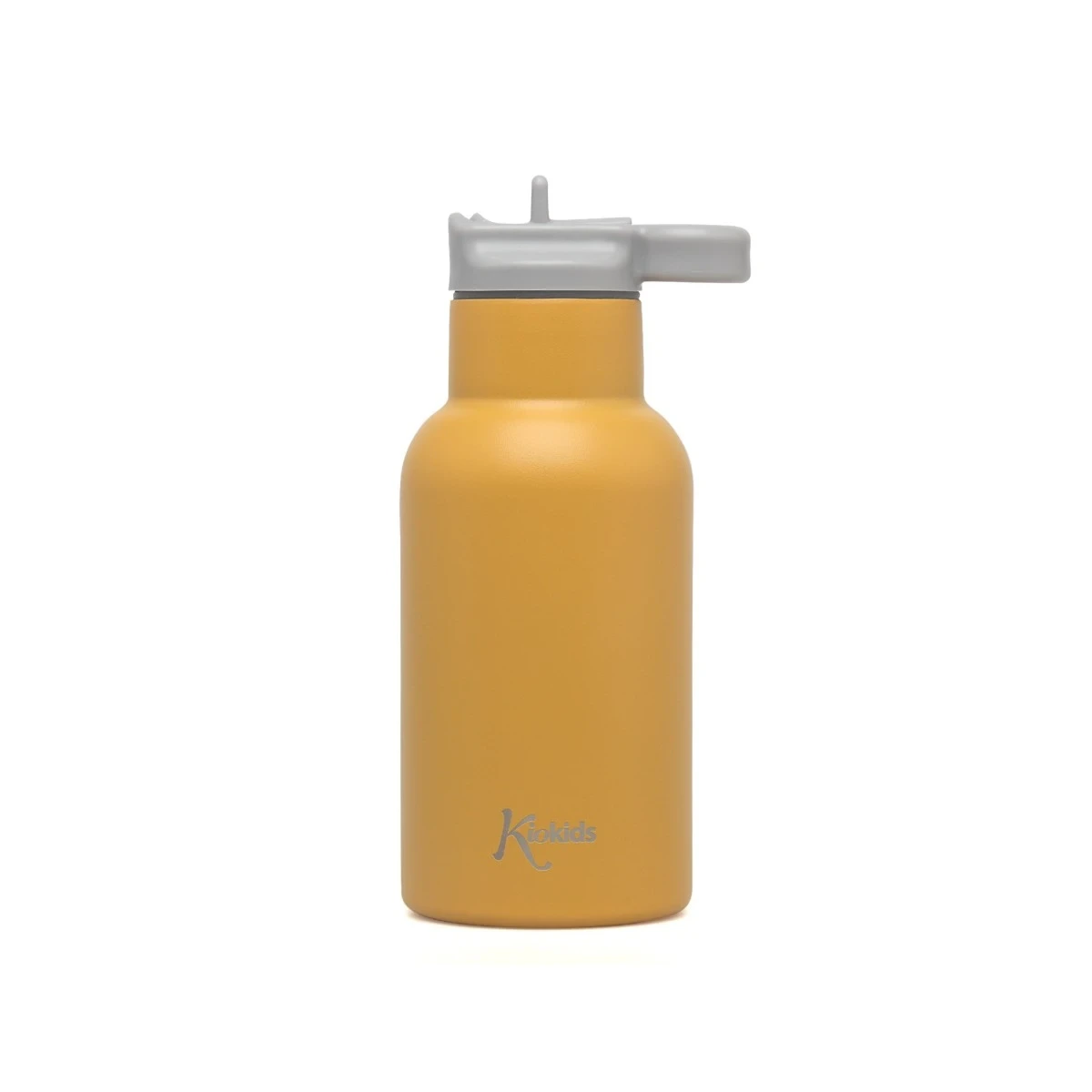 KIOKIDS 6327. BOTELLA DE ACERO INOXIDABLE CON PAJITA PARA NIÑOS 350ML MOSTAZA