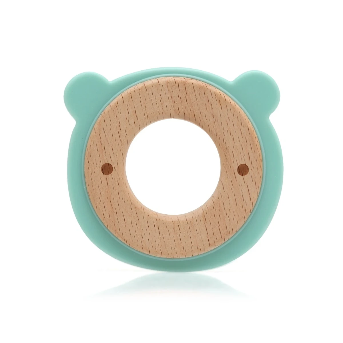 KIOKIDS 3235. MORDEDOR MADERA Y SILICONA VERDE OSITO +3 MESES