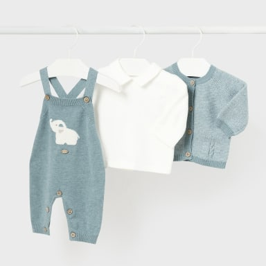 NEWBORN NIÑO 0 a 18 meses CONJUNTO PETO TRICOT 14-02621-023 color ICEBERG VIG MAYORAL