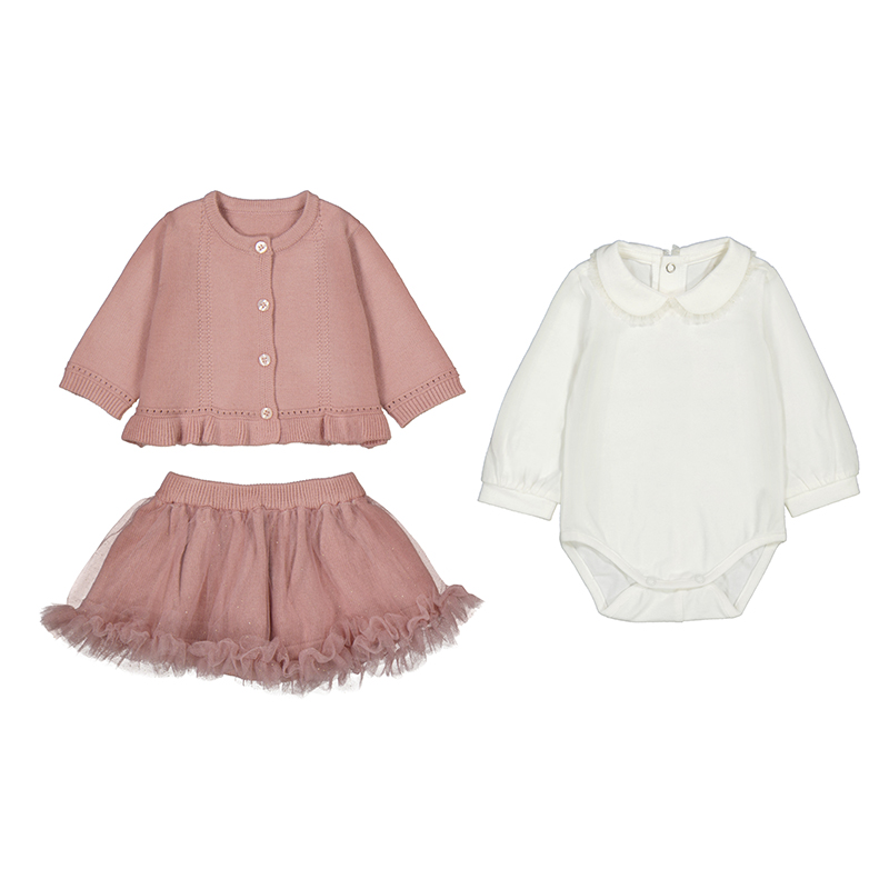 BEBÉ NIÑA 0 a 4 años. MAYORAL. CONJUNTO 3 PIEZAS 15-02830-061 color PÉTALO