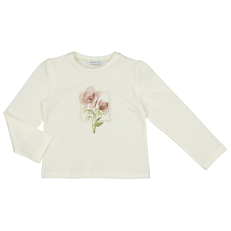 NIÑA 2 a 9 años CAMISETA FLORES 14-04066-041 color CRUDO ROSADO MAYORAL