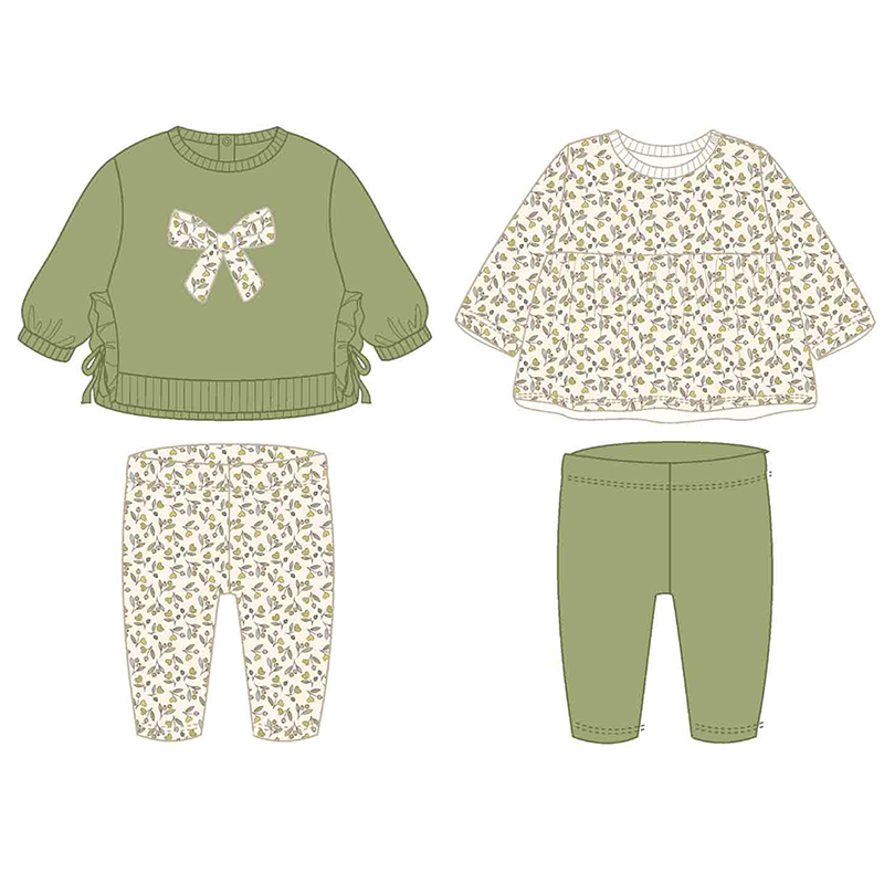 BEBÉ NIÑA 0 a 4 años. MAYORAL. CONJUNTO 4 PIEZAS 15-02726-091 color ACEITUNA