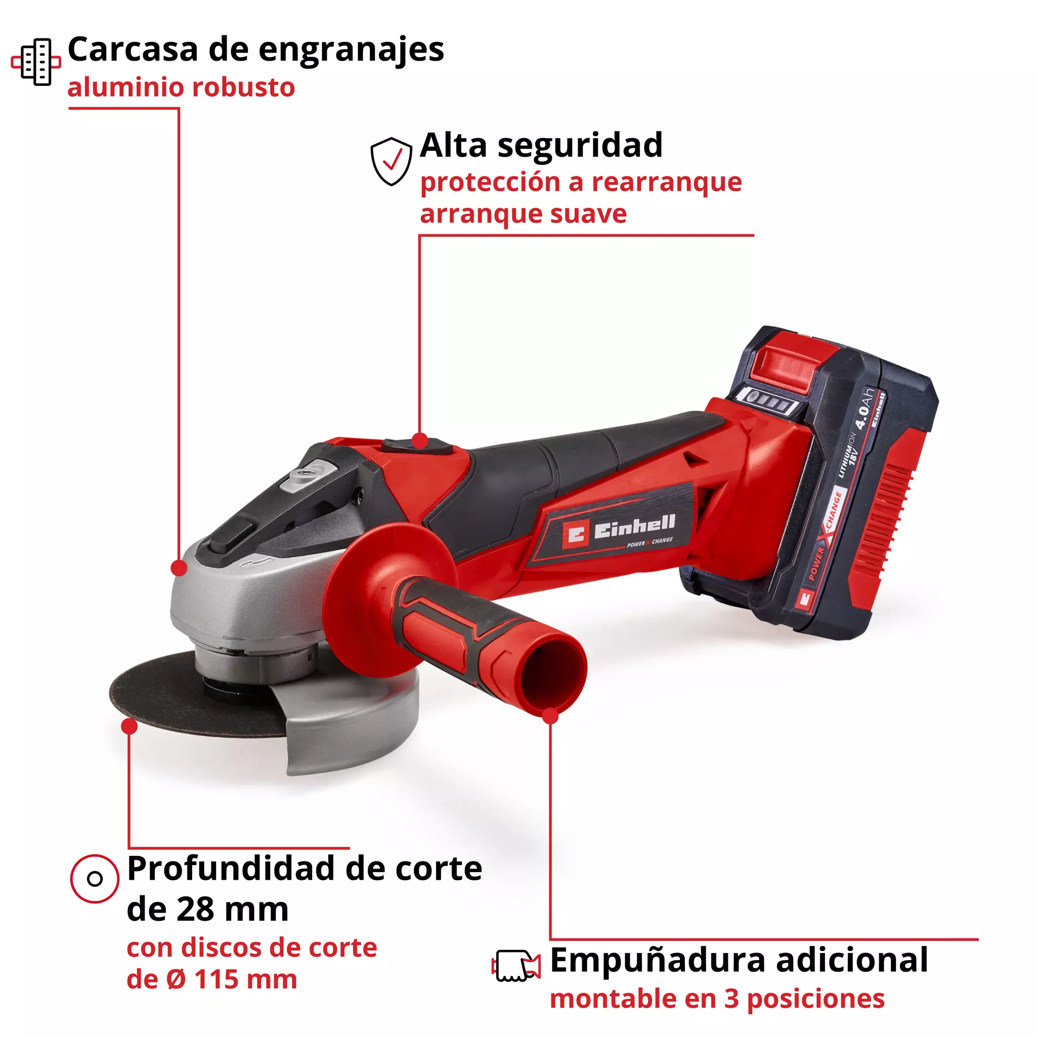 AMOLADORA TC-AG 18/115 Li-KIT EINHELL