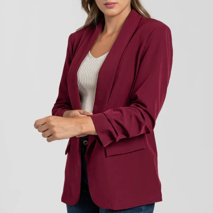 BLAZER FRUNCE BURDEOS MUJER