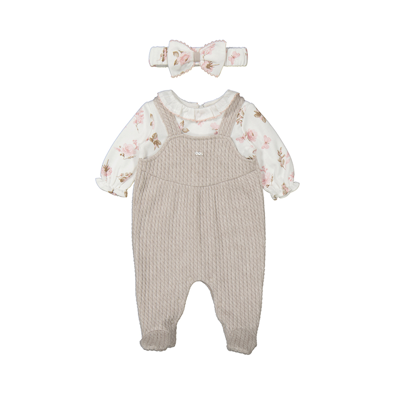 NEWBORN NIÑA 0 a 18 meses PELELE PETO CON DIADEMA 14-02602-016 color NUEZ VIGORE MAYORAL