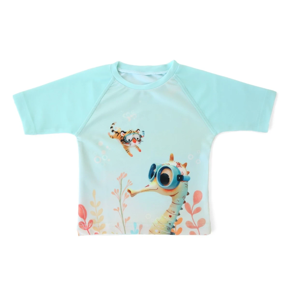 KIOKIDS 6235. CAMISETA MENTA DE BAÑO PARA BEBÉ CON PROTECCIÓN SOLAR UPF50+