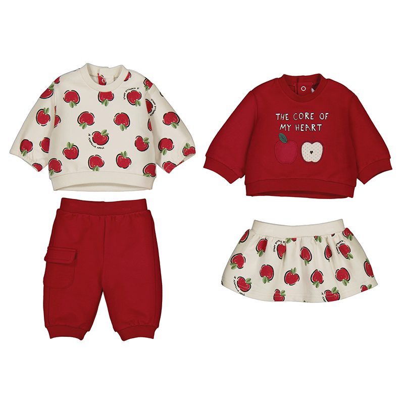 BEBÉ NIÑA 0 a 4 años. MAYORAL. CONJUNTO 4 PIEZAS CASUAL 15-02630-044 color GUINDA