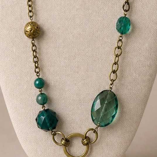 COLLAR LARGO DORADO Y TURQUESA ( REF. 289 )
