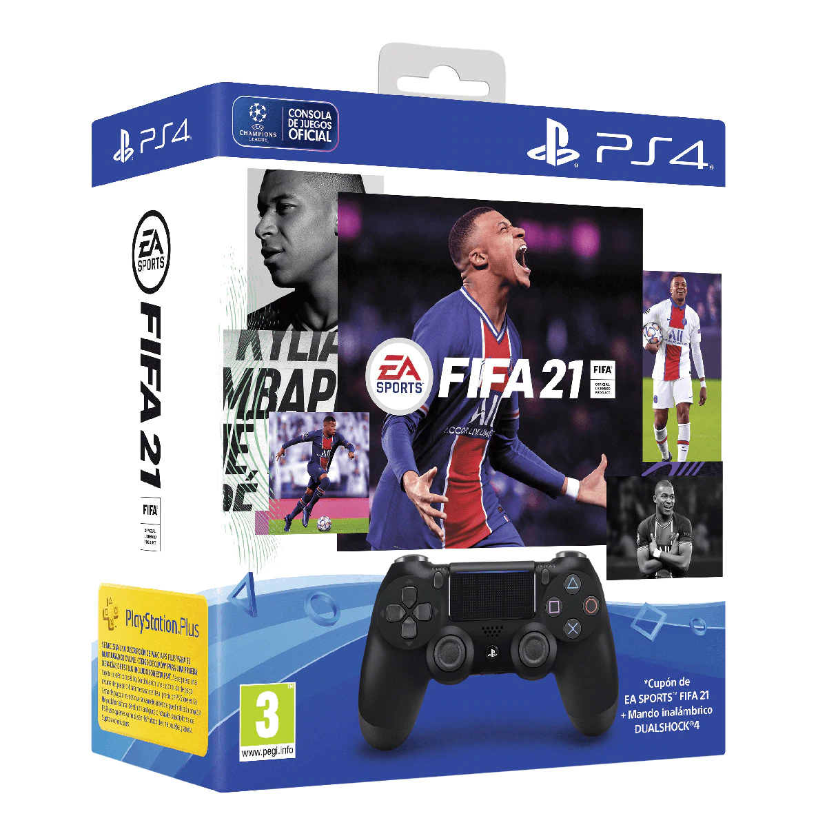 PACK MANDO PS4 NEGRO + FIFA 21