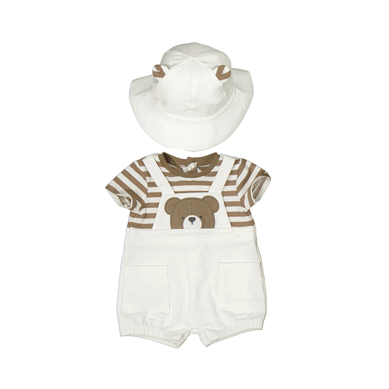 NEWBORN NIÑO 0 a 18 meses CONJUNTO PETO SIMULADO OSITO CON GORRO 25-01606-010 color MUFFIN MAYORAL