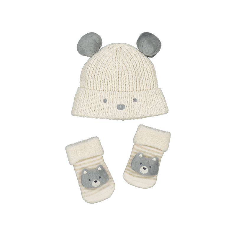 BEBÉ NIÑ@ 0 a 4 años. MAYORAL. SET DE GORRO Y CALCETINES 15-09933-080 color CERÁMICA