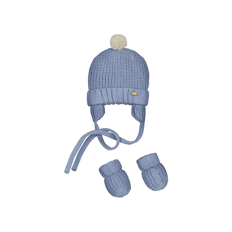 BEBÉ NIÑ@ 0 a 4 años. MAYORAL. CONJUNTO GORRO Y MANOPLAS TRICOT 15-09929-075 color NUBE