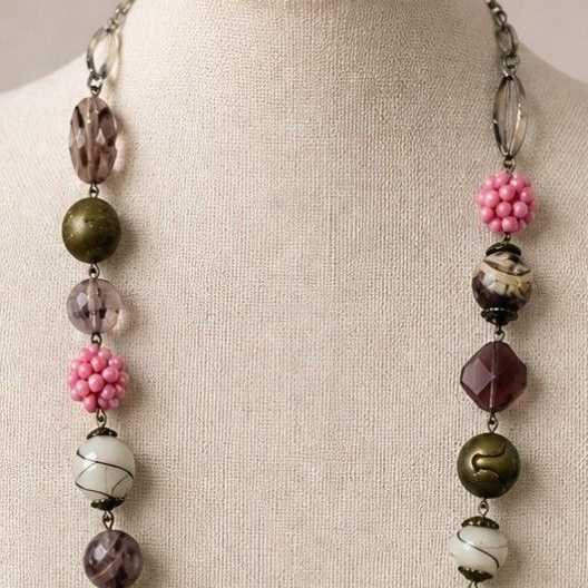 COLLAR LARGO PLATEADO CON BOLAS ( REF. 203430 )