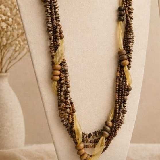 COLLAR LARGO PIEDRAS Y MADERA (VARIOS COLORES)