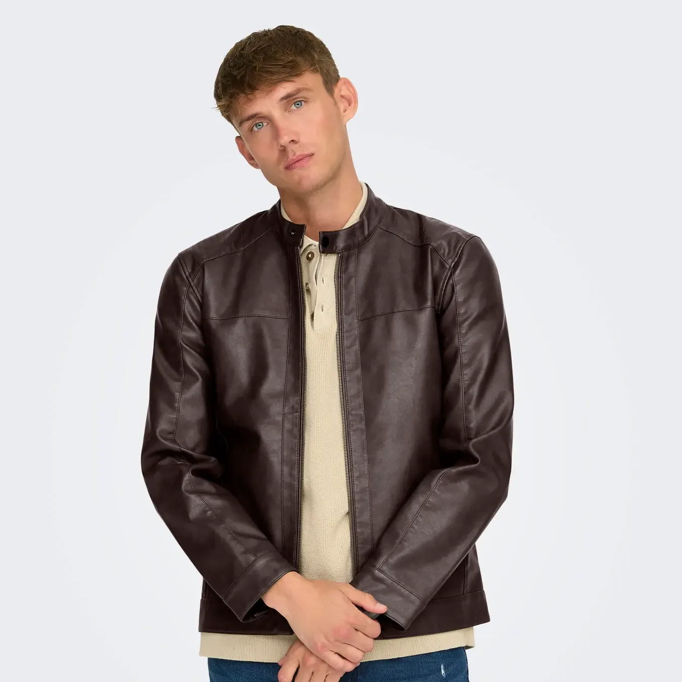 CAZADORA ONLYSONS POLIPIEL MARRON HOMBRE  ANTES 49.99€