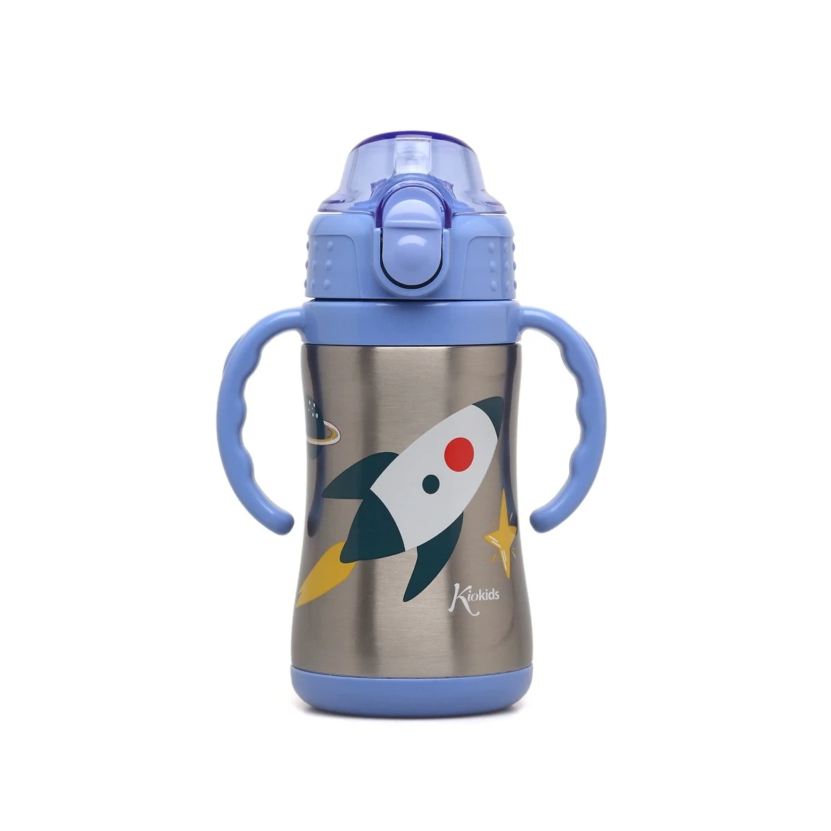 KIOKIDS 5053. BOTELLA ENTRENAMIENTO COHETE AZUL 280ML ACERO INOXIDABLE