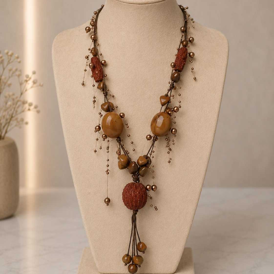 COLLAR MARRÓN Y TEJA