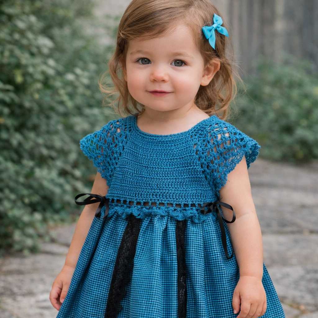 VESTIDO CORPIÑO GANCHILLO Y TELA A CUADRITOS