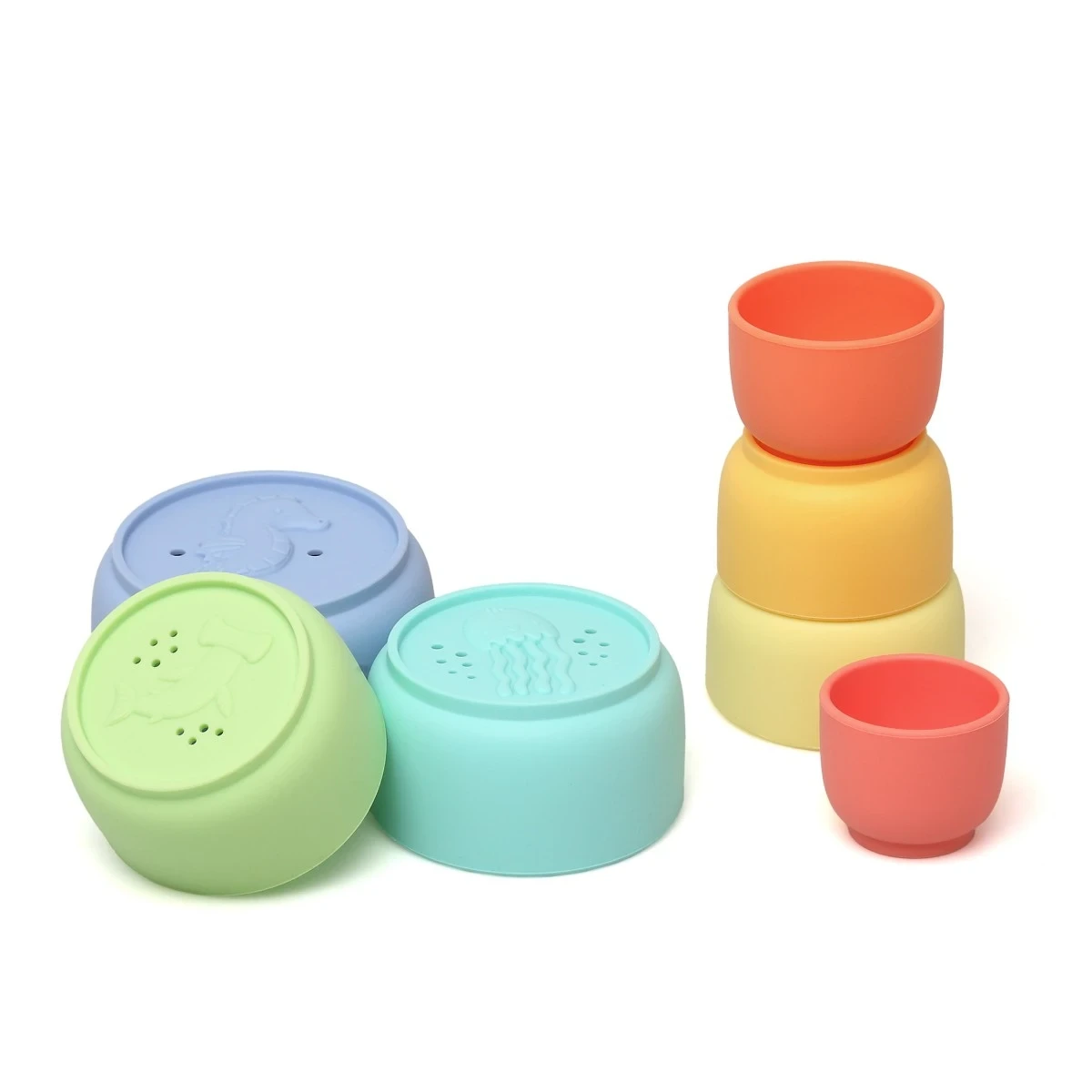 KIOKIDS 5848. SET DE CUBOS DE SILICONA PARA EL BAÑO DEL BEBÉ