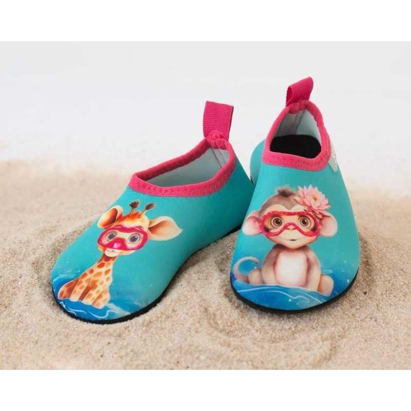 ESCARPINES DE BEBÉ ANTIDESLIZANTES PARA PLAYA Y PISCINA `AQUASOCKER` 5200 SALVIA ROSA KIOKIDS