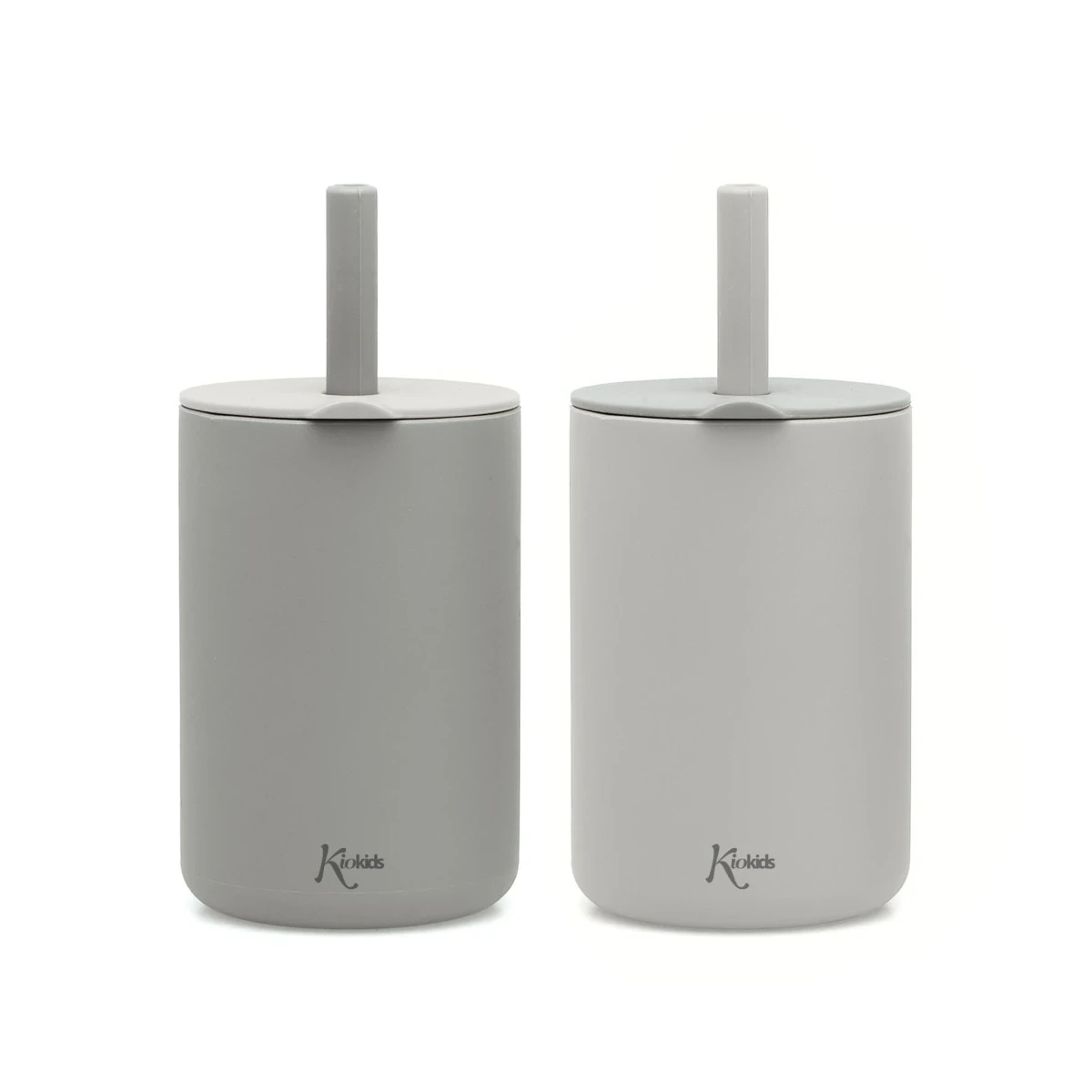 KIOKIDS 3801. 2 VASOS EN SILICONA GRIS CON PAJITA