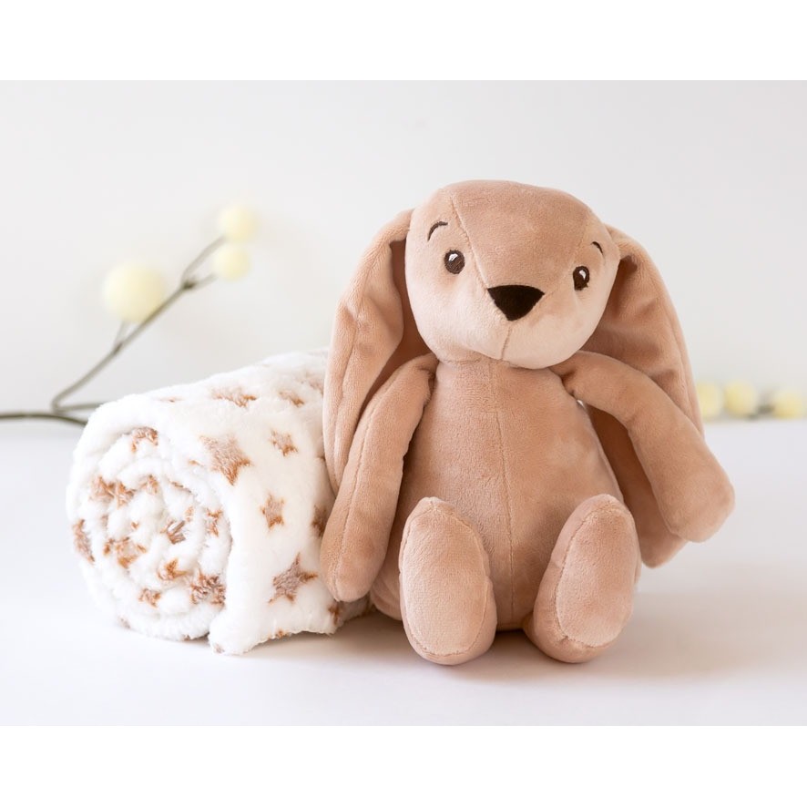 CONEJO DE PELUCHE CON MANTITA DE ESTRELLAS 100X100CM 6048 MARRON KIOKIDS