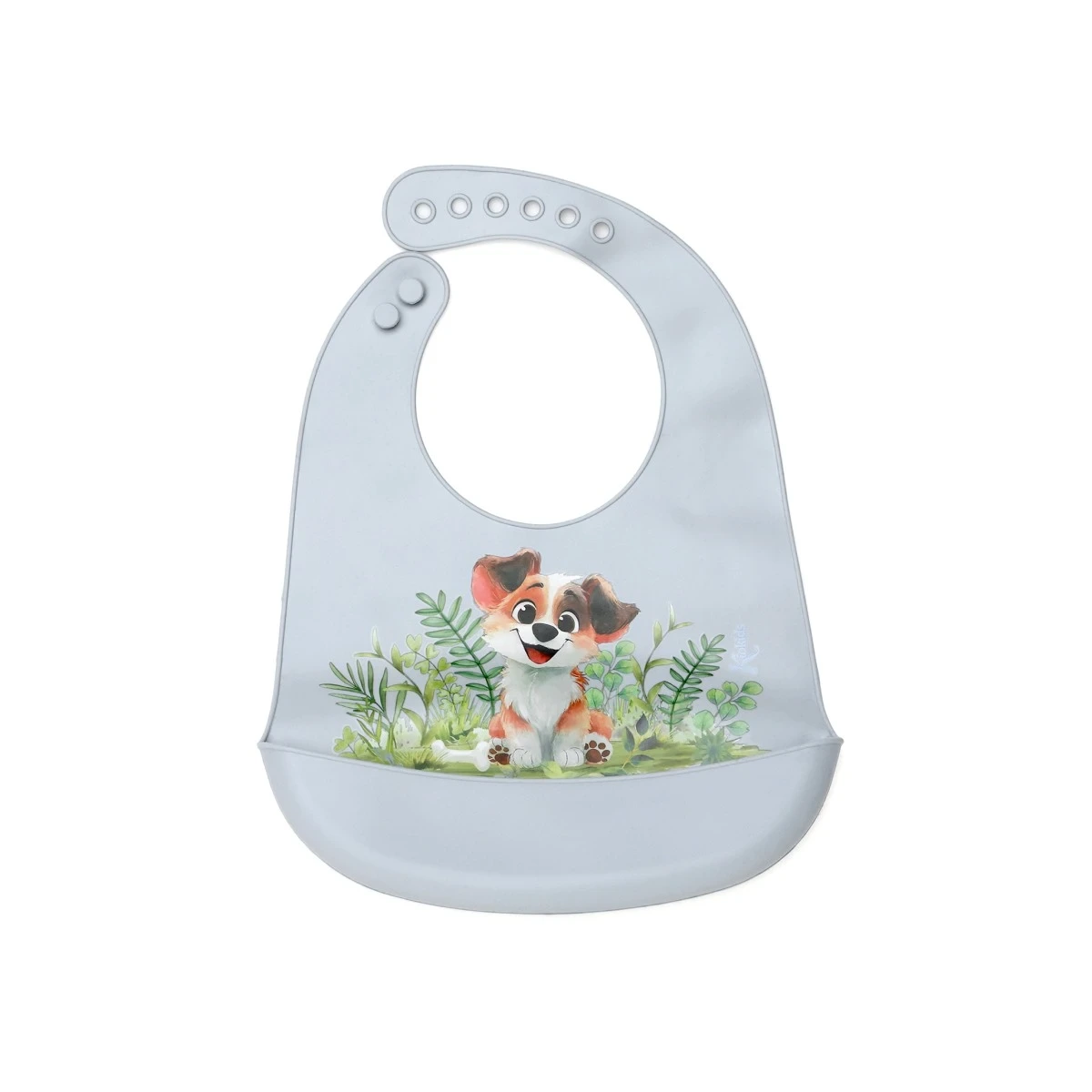 KIOKIDS 6653. BABERO SILICONA AZUL PERRITO