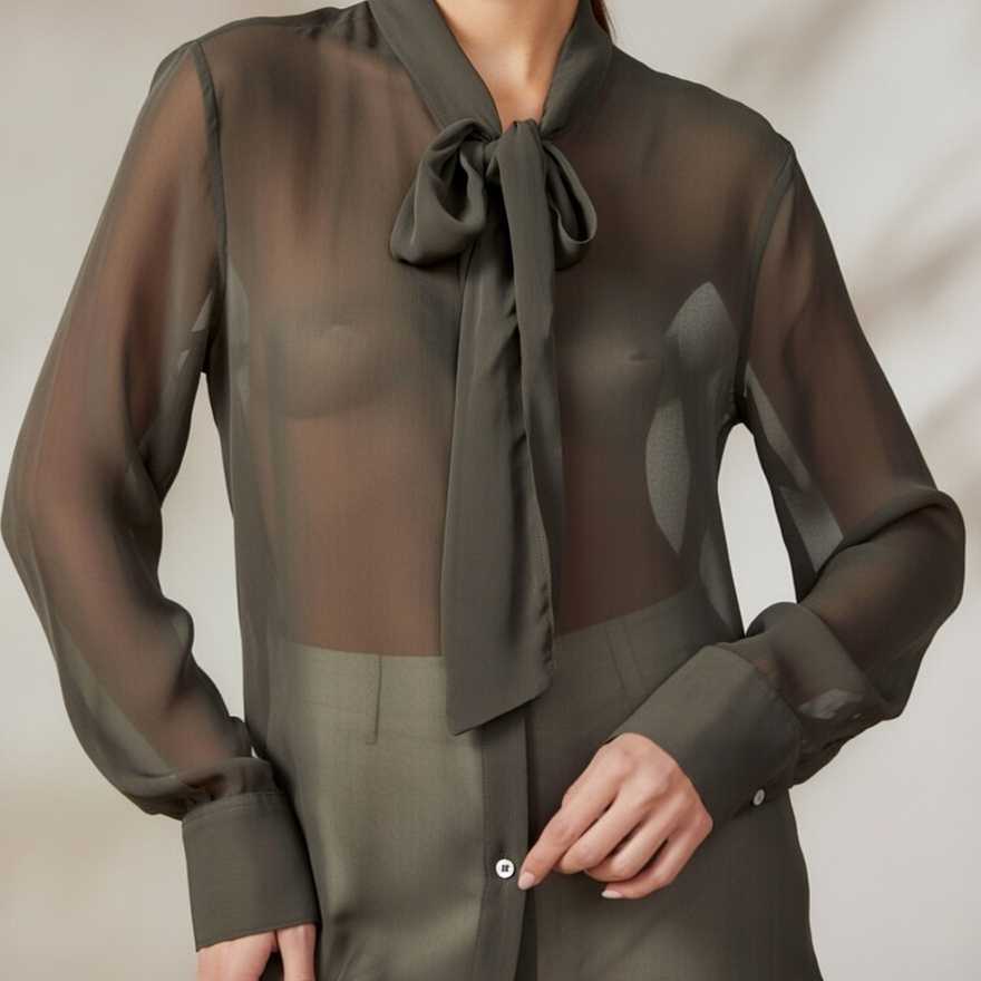 BLUSA EMAROLA GASA CAQUI MUJER