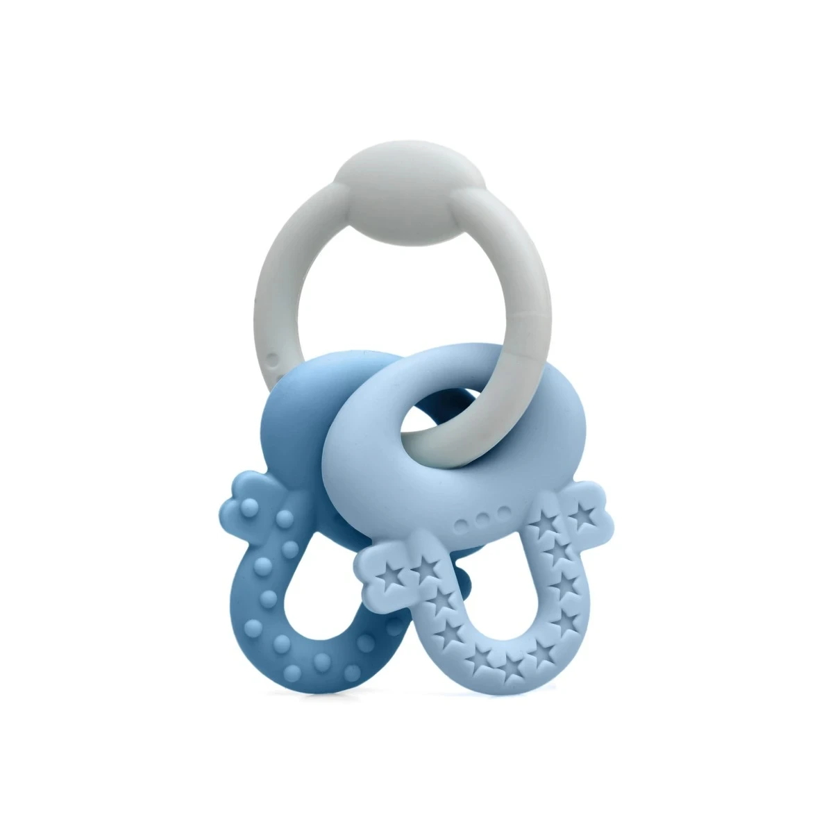 KIOKIDS 4157. MORDEDOR LLAVES DE SILICONA AZUL Y GRIS