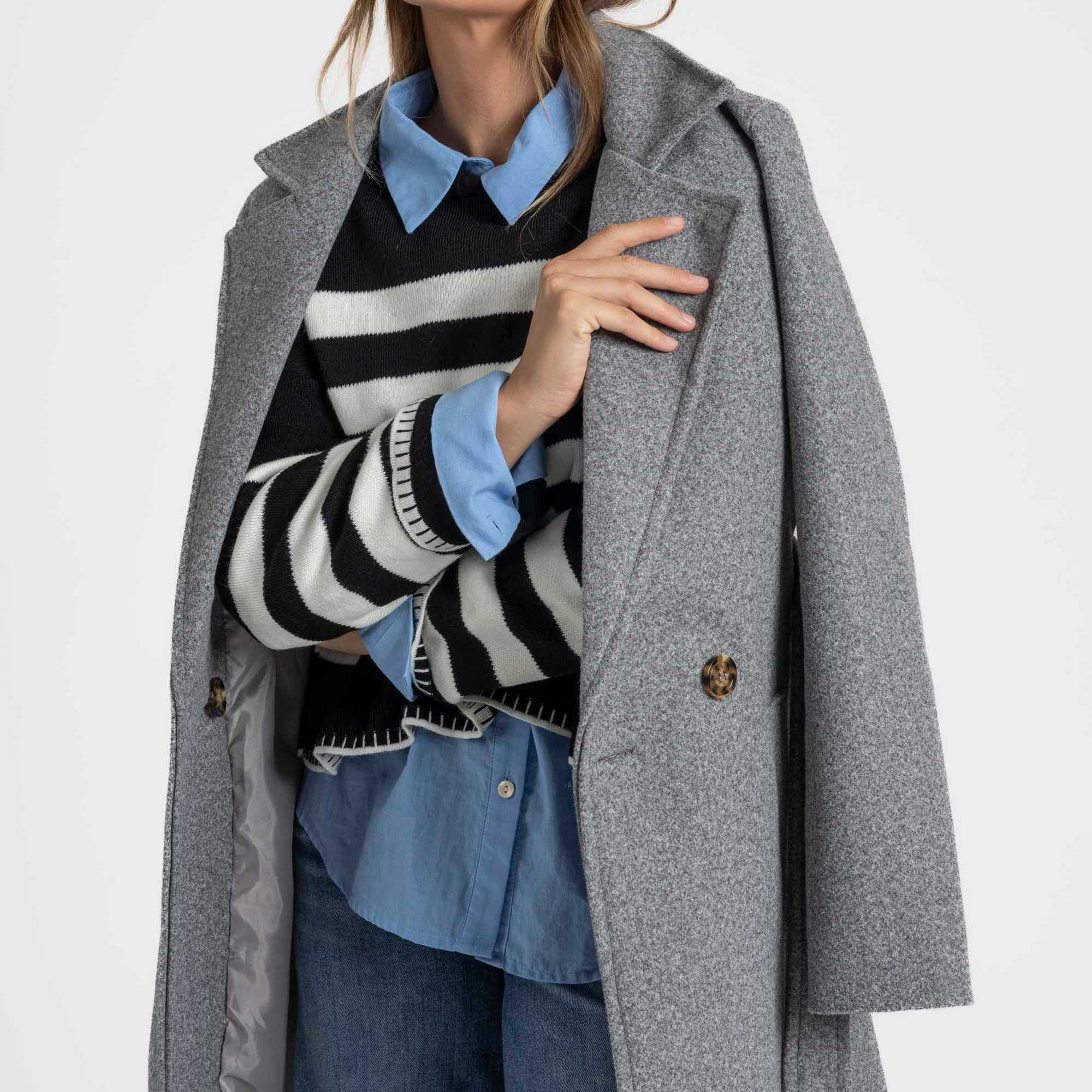 ABRIGO GRIS CURVY MUJER CRUZADO