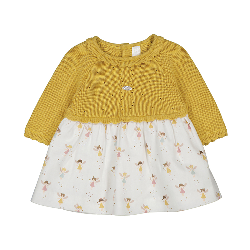 BEBÉ NIÑA 0 a 4 años. MAYORAL. VESTIDO TRICOT Y PLANA 15-02821-045 color MANZANILLA