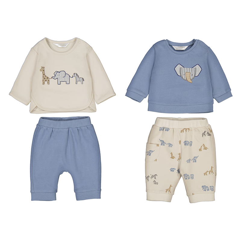 BEBÉ NIÑO 0 a 4 años. MAYORAL. CONJUNTO 4 PIEZAS ANIMALITOS 15-02621-020 color BLUE BELL