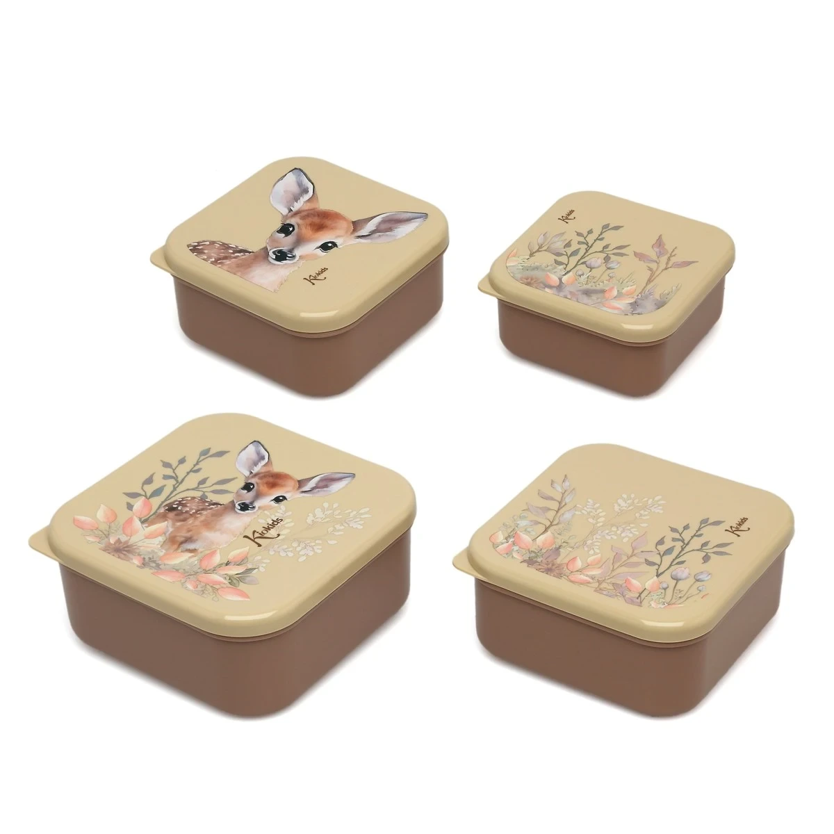 KIOKIDS 4188. SET PORTA-ALIMENTOS 4 UNIDADES CIERVO BEIGE