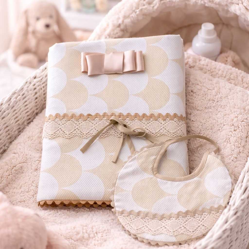 COLCHA COCHECITO Y BABERO