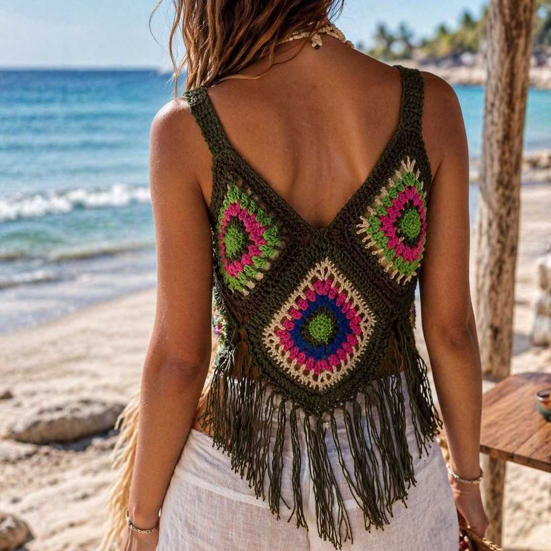 TOP  GANCHILLO MULTICOLOR