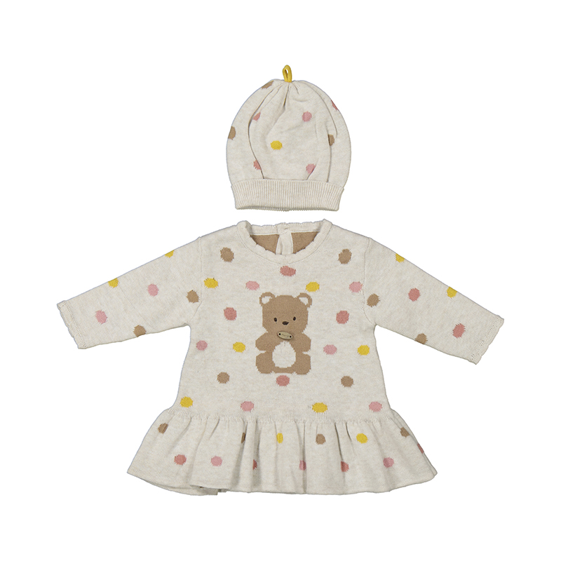 NEWBORN NIÑA 0 a 18 meses VESTIDO CON GORRO 14-02888-064 color MILK VIGORE MAYORAL