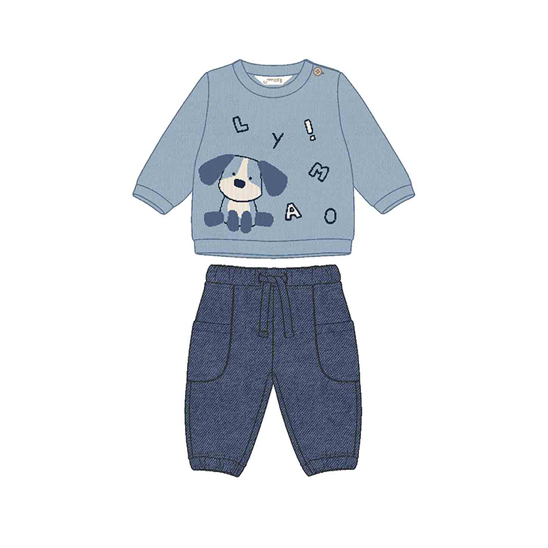 BEBÉ NIÑO 0 a 4 años. MAYORAL. CONJUNTO PANTALÓN Y SUDADERA PERRITO 15-02583-079 color BLUE BELL