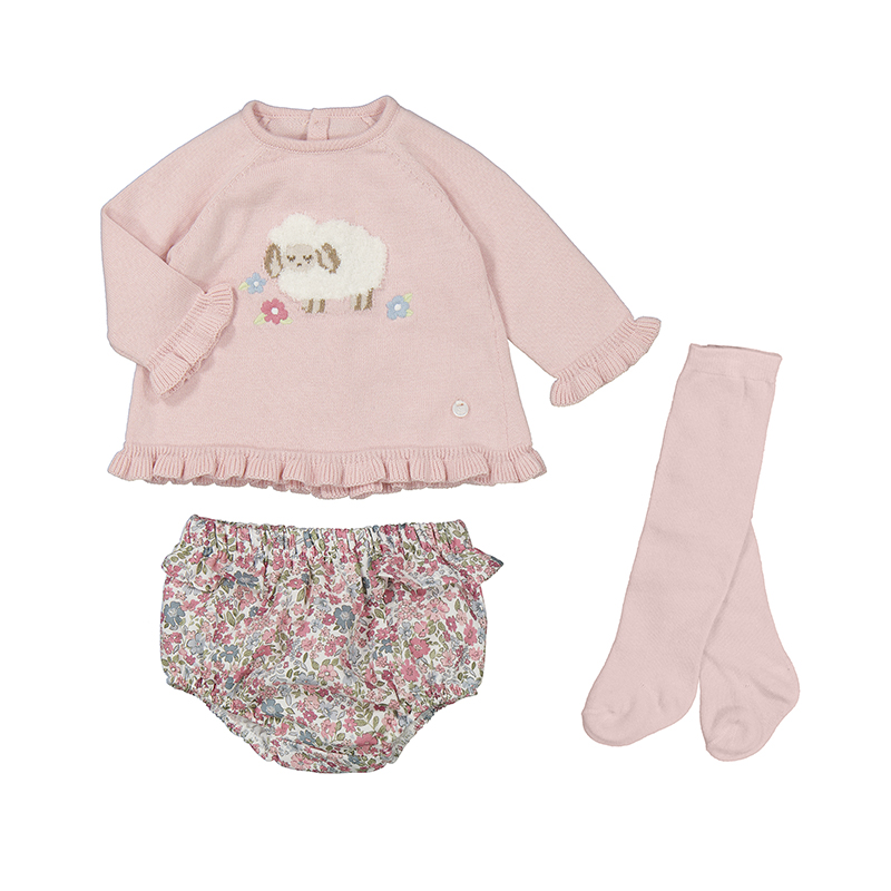 NEWBORN NIÑA 0 a 18 meses CONJUNTO JERSEY TRICOT Y LEOTARDO 14-2243-010 color ROSA BABY MAYORAL