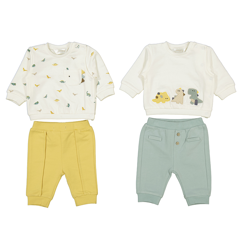 BEBÉ NIÑO 0 a 4 años. MAYORAL. CONJUNTO 4 PIEZAS DINOSAURIO 15-02620-065 color MIEL LLUVIA