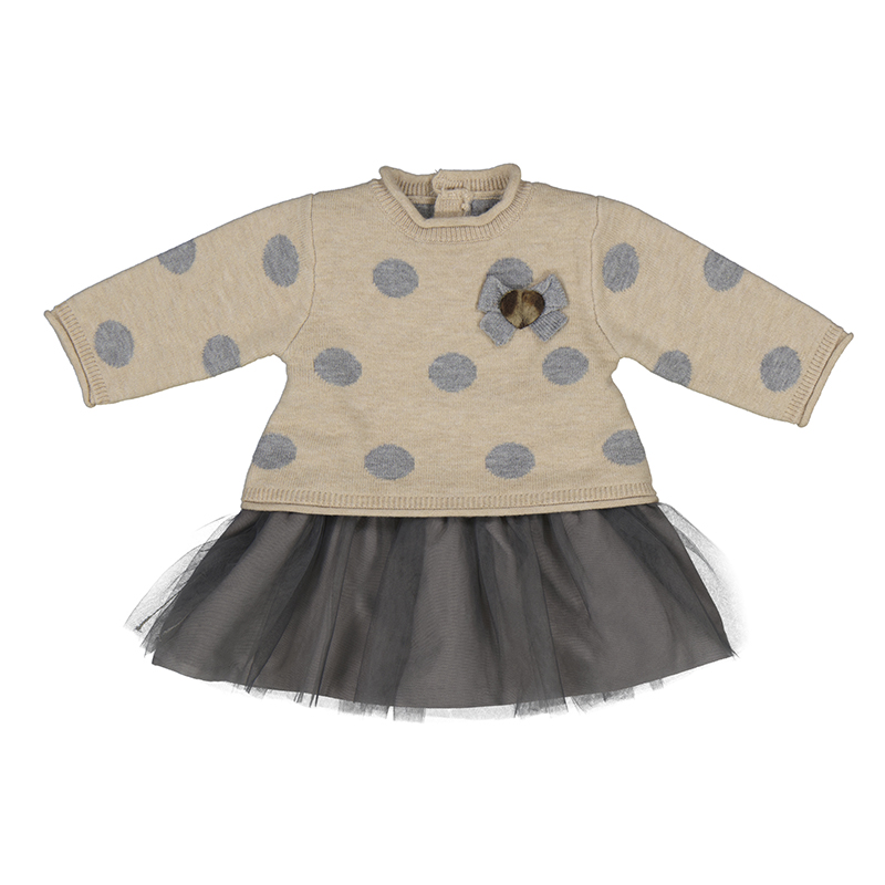 BEBÉ NIÑA 0 a 4 años. MAYORAL. VESTIDO COMBINADO TUL 15-02808-010 color CEREAL VIGORÉ
