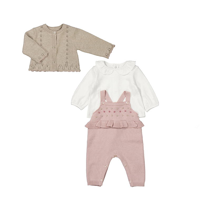 NEWBORN NIÑA 0 a 18 meses CONJUNTO PETO Y CHAQUETA 14-02608-071 color SUGAR MAYORAL