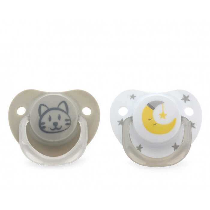 CHUPETE PACK 2 unidades GATITO Y LUNA +6m 3093 GRIS KIOKIDS