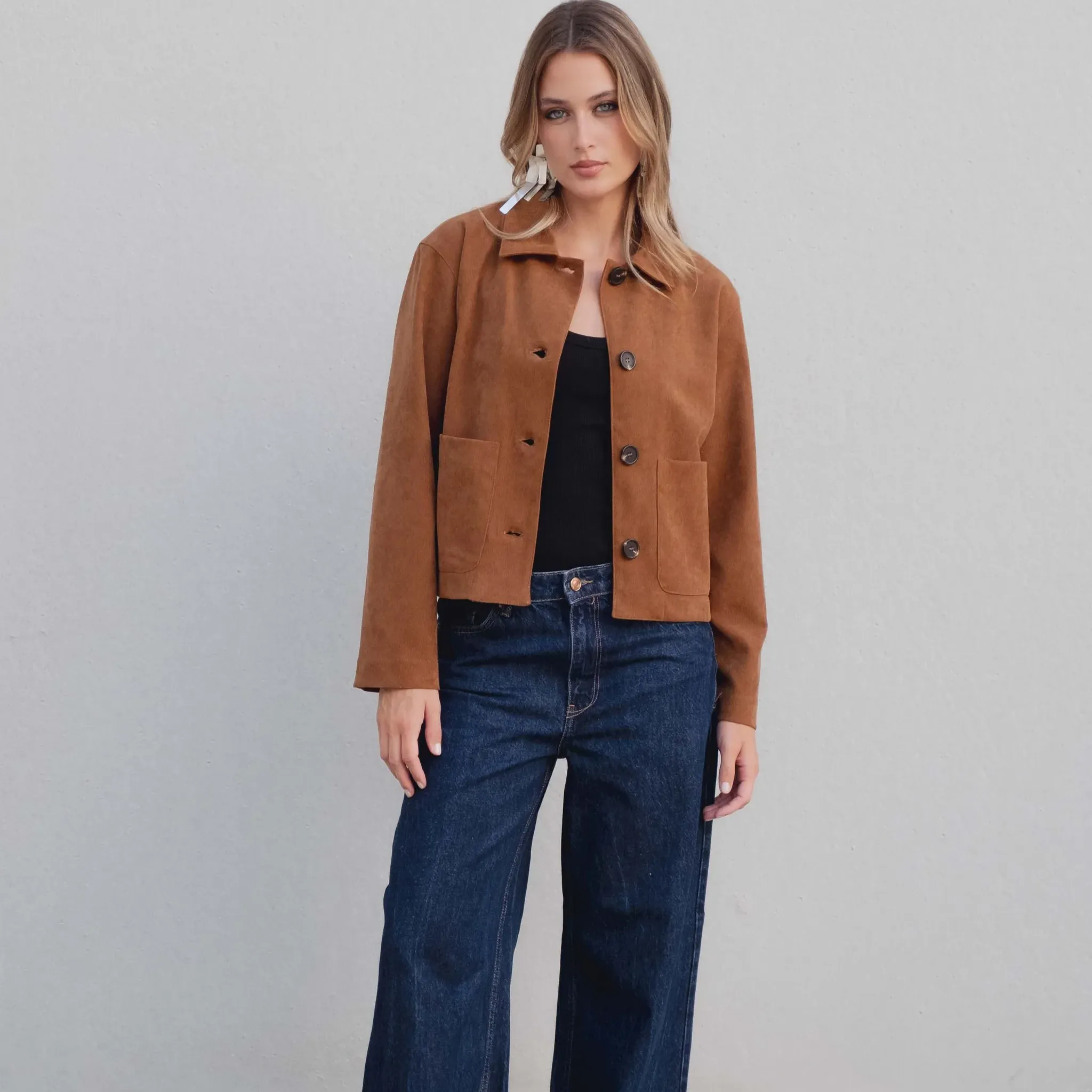 CHAQUETA ASPECTO ANTE CAMEL