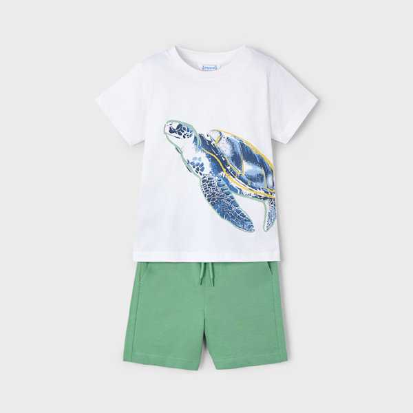 NIÑO 2 a 9 años. CONJUNTO BERMUDA Y CAMISETA 25-3609-0021 color BCO LAUREL Talla 04 MAYORAL