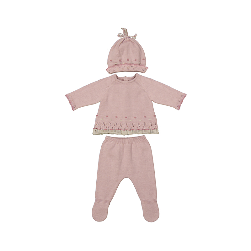 NEWBORN NIÑA 0 a 18 meses CONJUNTO 3 PIEZAS TRICOT 14-02502-037 color SUGAR MAYORAL